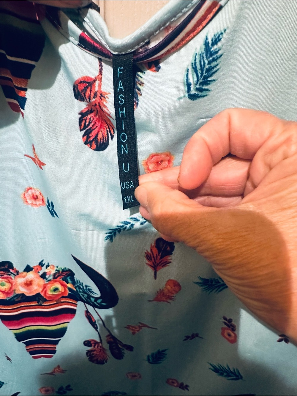 Fashion Bug Light Blue Short Sleeve Shirt with Multicolor Floral Print